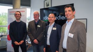 Beim Business-Frühstück (von links): Dr. Christian Röhm, Hans-Jörg Zürn, Dr. Stefan Belz und Julian Spohn.
