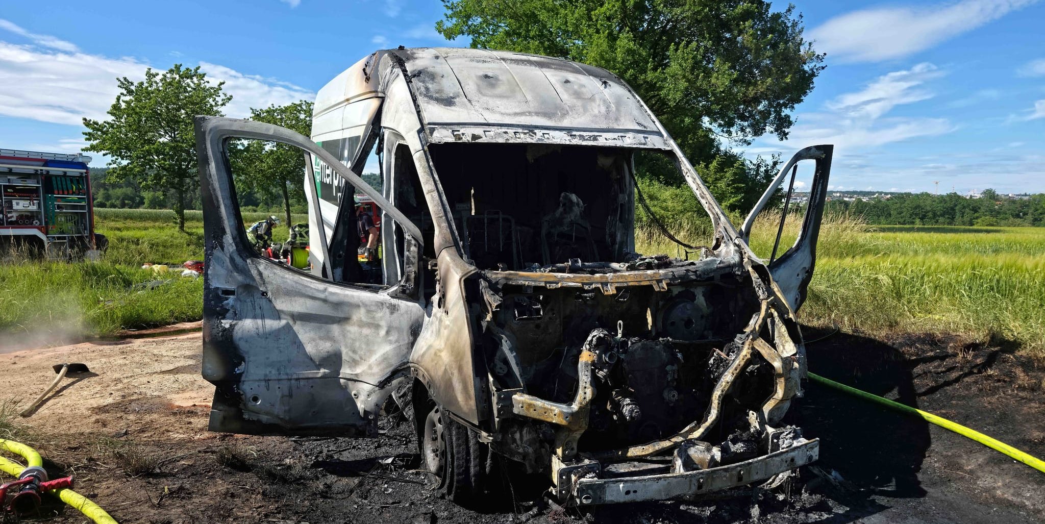Sprinter van completely burns down