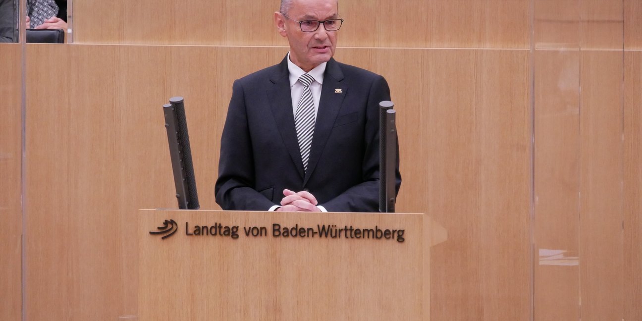 Hans-Dieter Scheerer im baden-württembergischen Landtag. Bild: z
