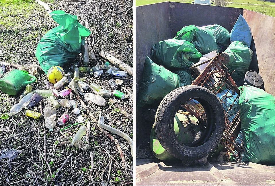 Diesen Unrat fischten die Dagersheimer Angler aus der Schwippe. Die Putzete war ein voller Erfolg. Bilder: z