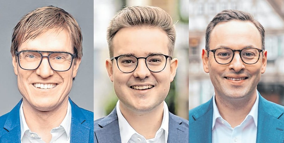 Markus Kleemann, Max Reinhardt und Lukas Rosengrün (von links) stellen sich am 5. Mai den Fragen beim SZ/BZ-Talk zur OB-Wahl.