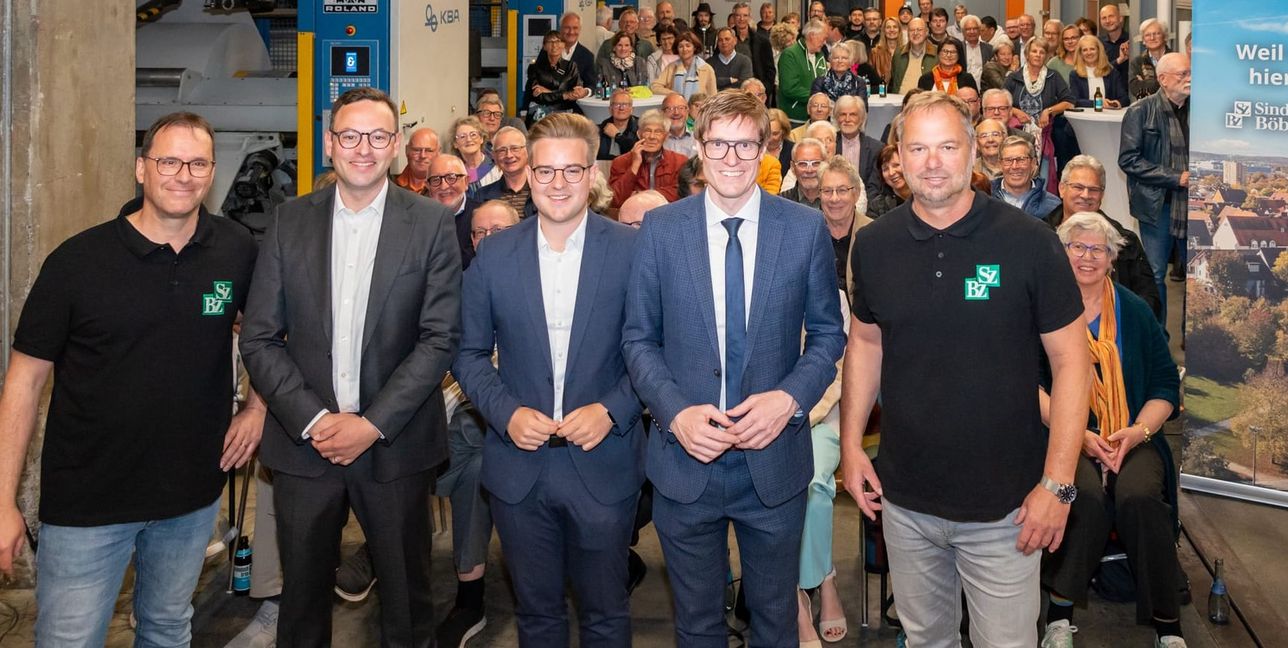 Beim SZ/BZ-Talk im Z-Druck (von links): Redaktionsleiter Tim Schweiker, Lukas Rosengrün, Max Reinhardt, Markus Kleemann und Chefreporter Jürgen Wegner.