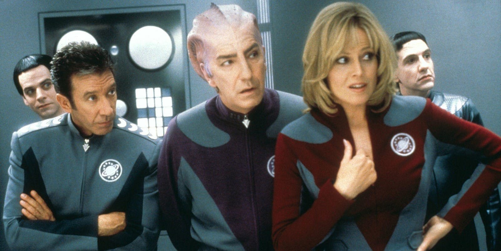 Tim Allen, Alan Rickman und Sigourney Weaver in „Galaxy Quest“.