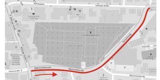 Zu sehen ist der Bereich der Wanderbaustelle in der Bleichmühlestraße und Gansackerweg.