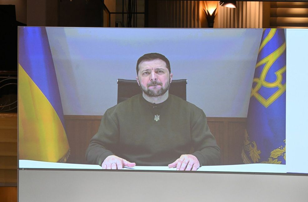 Der ukrainische Präsident spricht per Videoschalte zur Münchner Sicherheitskonferenz.