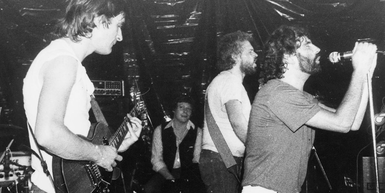 Auftritt in der Maichinger Concordia 1982: „Wanted“ mit Herbert Renz, Joachim Kupke, Reiner Pfleiderer, Jürgen Uppenthal und Joachim Pflieger.