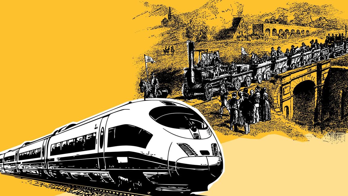 Von der ersten öffentlichen Dampfstrecke in Großbritannien im  Jahr 1825 bis  zum ICE – zwei Jahrhunderte lang ist die Eisenbahn modern geblieben.