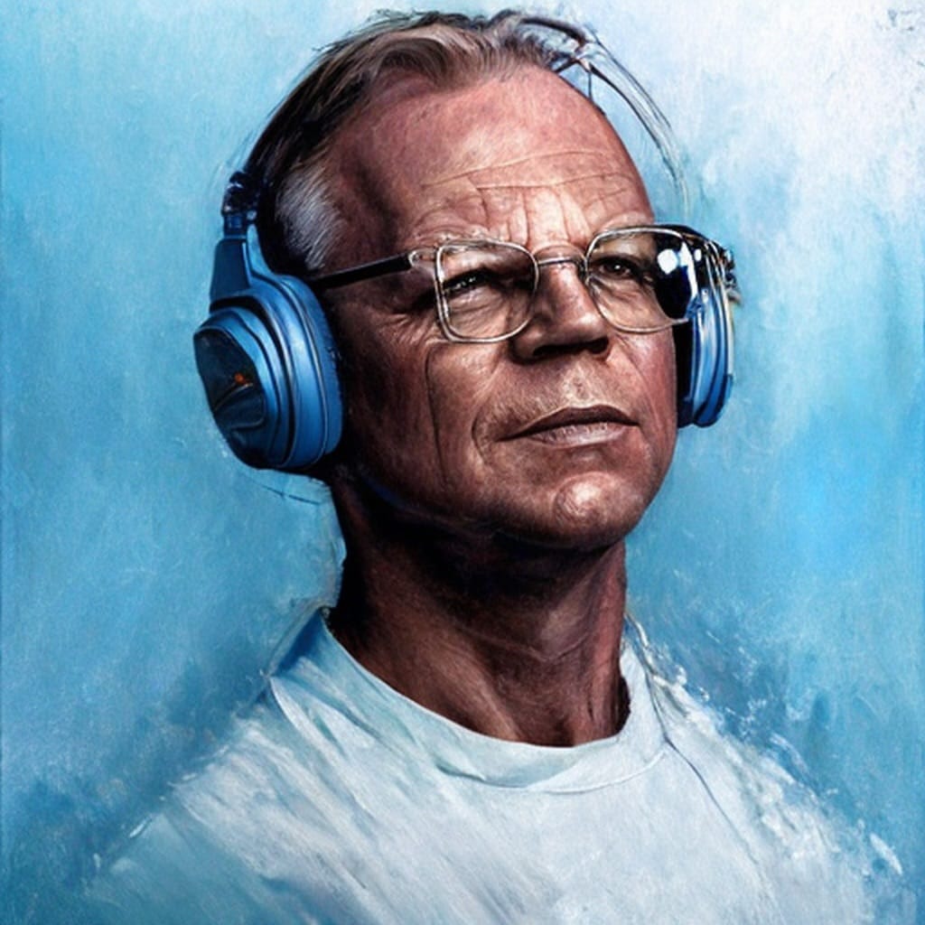 Gerhard Fischbach liebt Musik und experimentiert gerne mit Künstlicher Intelligenz. So wie bei diesem Selbstporträt.