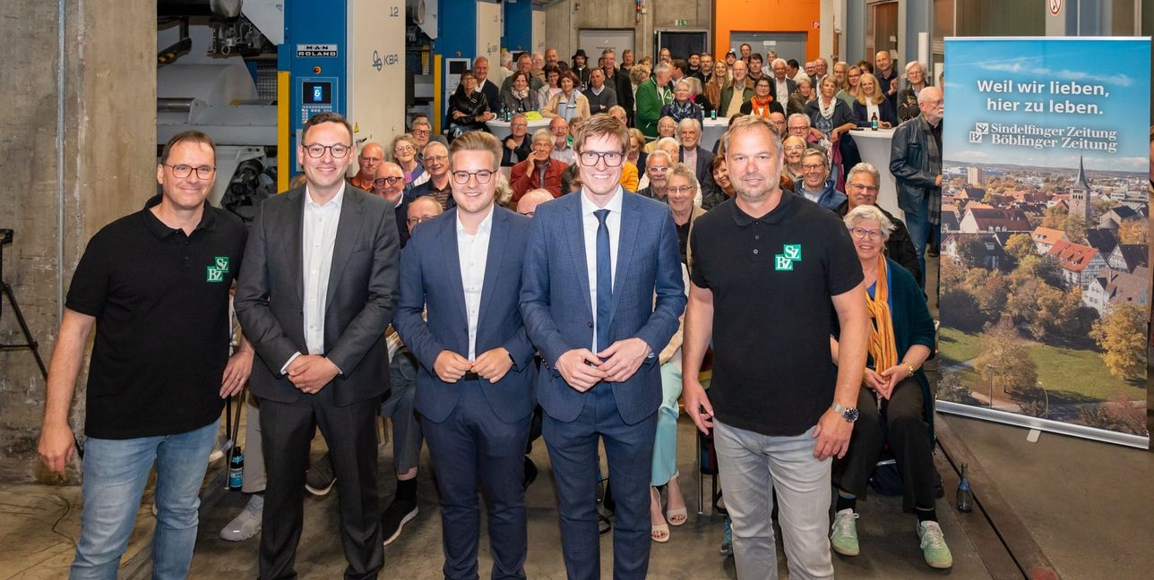 Beim SZ/BZ-Talk im Z-Druck (von links): Tim Schweiker, Lukas Rosengrün, Max Reinhardt, Markus Kleemann und Jürgen Wegner.