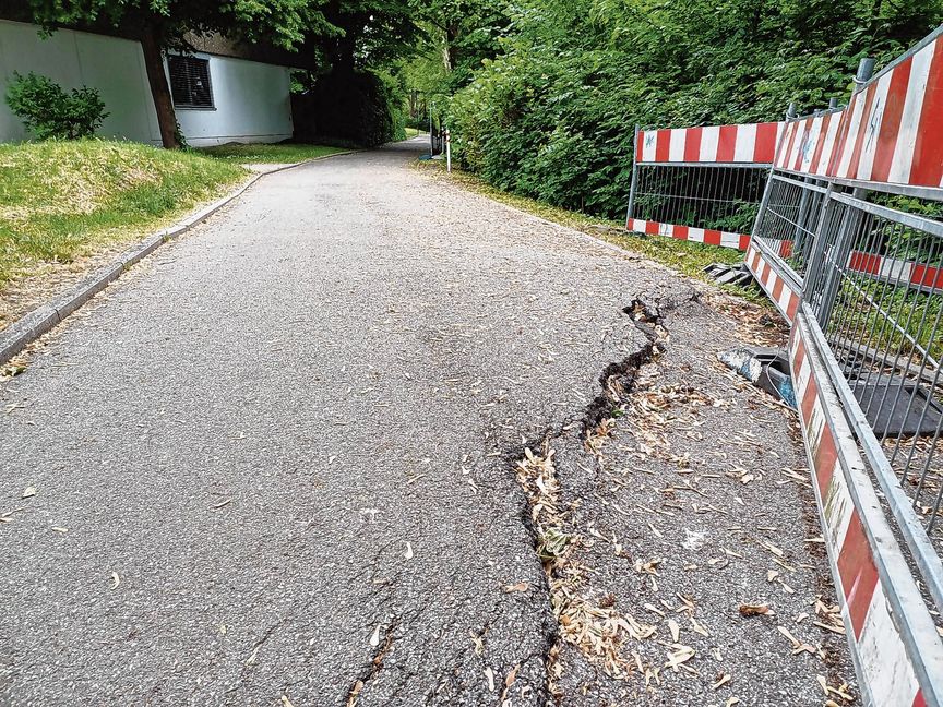 Dieser Weg an der Gottlieb-Daimler-Schule ist in einem besonders schlechten Zustand.