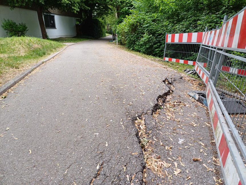 Dieser Weg an der Gottlieb-Daimler-Schule ist in einem besonders schlechten Zustand.