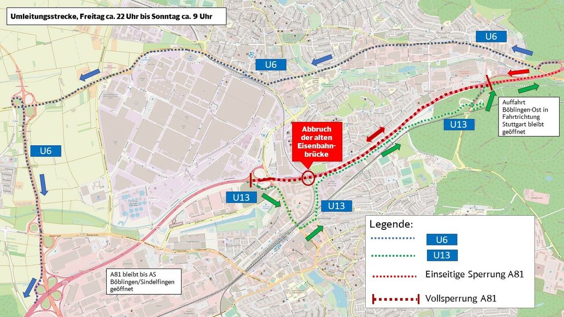 So soll der Verkehr während der Bauarbeiten umgeleitet werden. Bild: Bahn