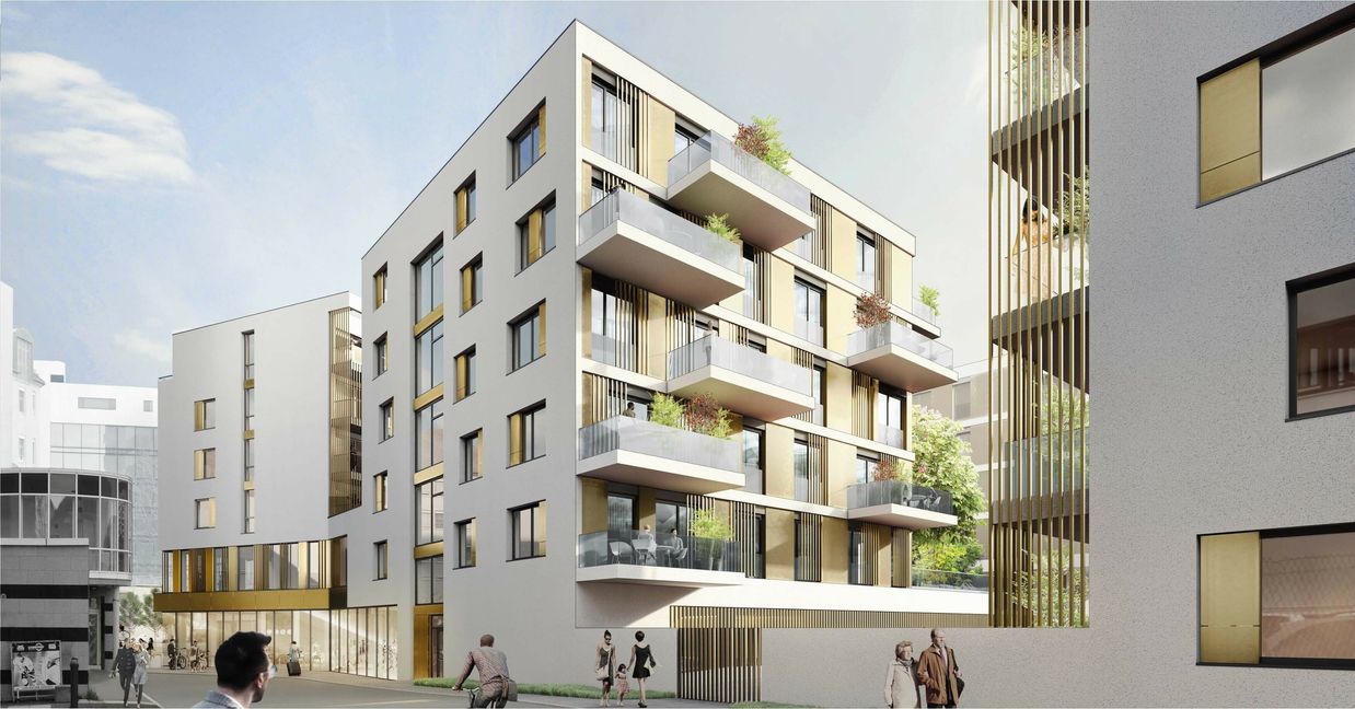 So stellen sich die Planer das neue Wohnquartier „City Carré“ an der oberen Bahnhofstraße vor.  Grafik: z