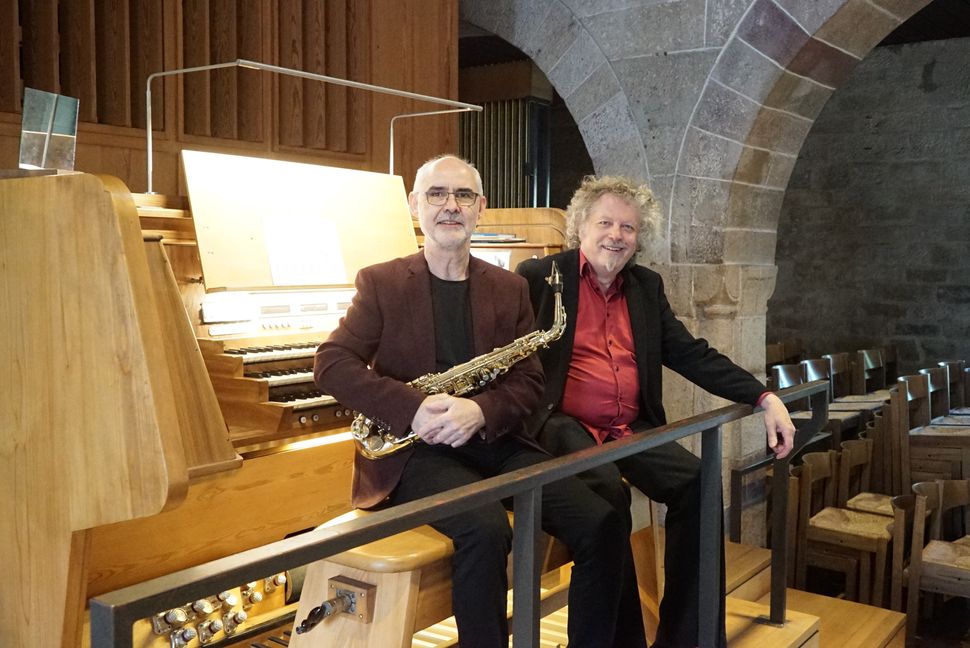 Zwei, die man in der Musiker-Szene kennt: Saxofonist Klaus Kreczmarsky und Berthold Mai. Bild: Heiden