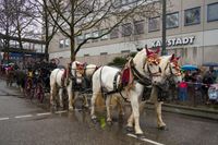 Närrisches Treiben beim Umzug als Abschluss des Leonberger Pferdemarkts.