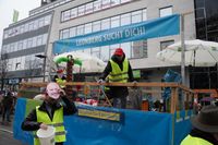 Närrisches Treiben beim Umzug als Abschluss des Leonberger Pferdemarkts.