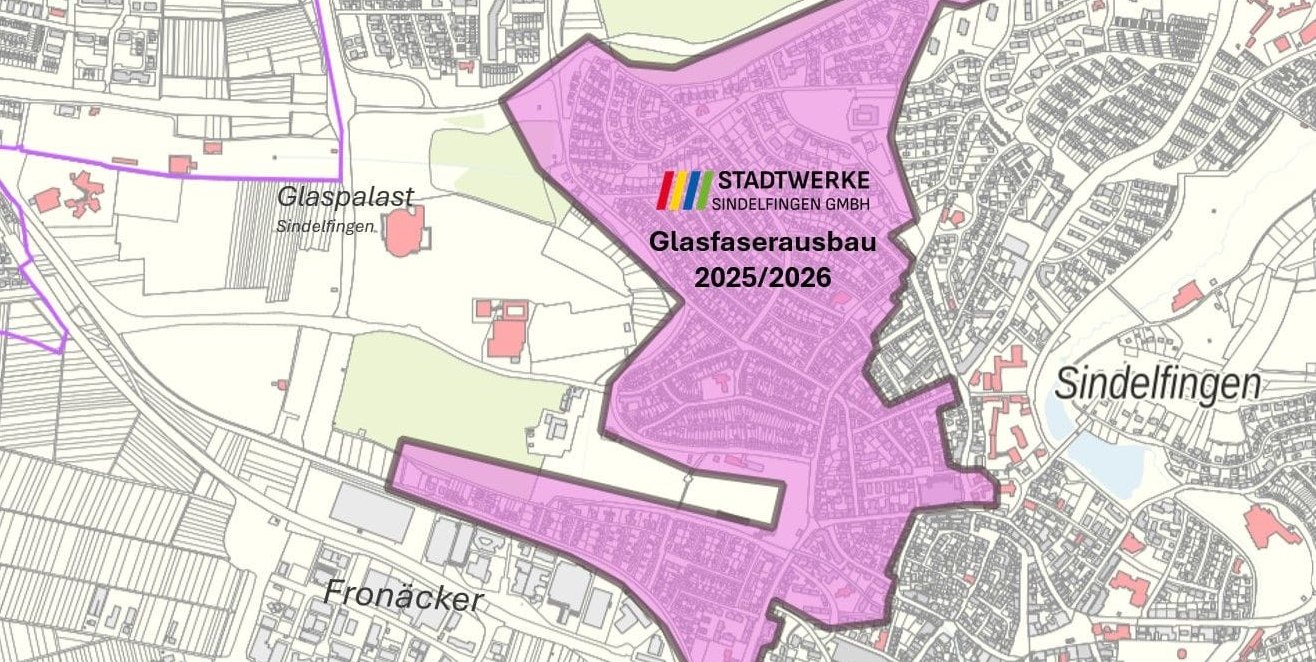 In diesem Gebiet beginnt im September der Glasfaserausbau. Bild: Stadtwerke Sindelfingen