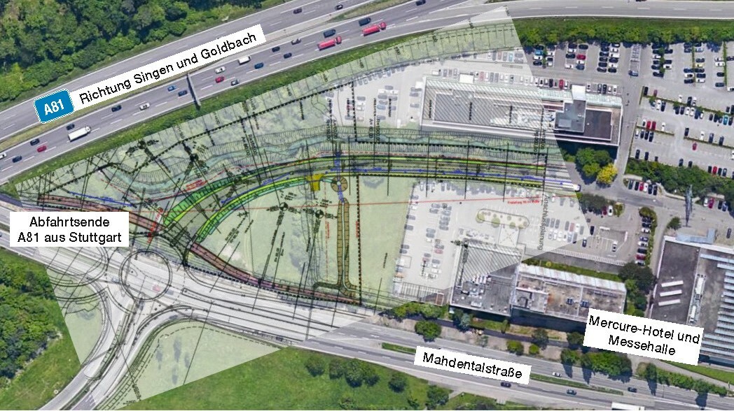 Die Unterführung für den Radweg (rot eingefärbte Linie) wird laut neuesten Berechnungen um rund 2 Millionen Euro teurer. Grafik: z
