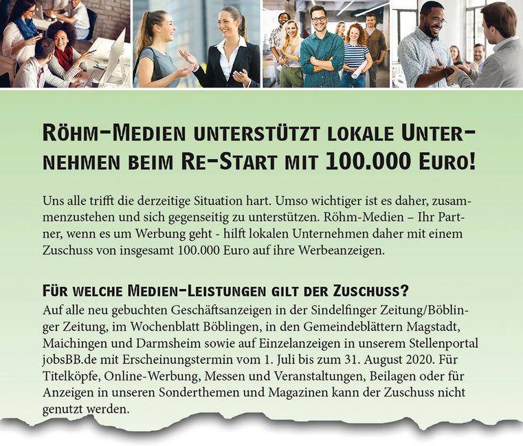 Röhm-Medien unterstützt bei neu gebuchten Geschäftsanzeigen. Bild: z