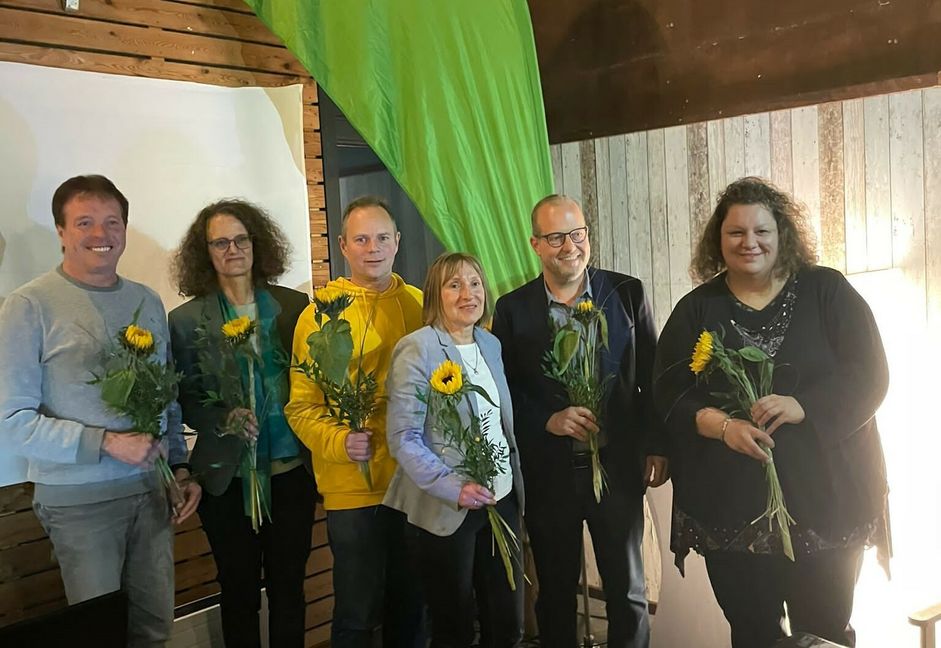 Der neue Vorstand des Kreisvorstandes Bündnis 90/Die Grünen (von links): Dieter Schmidt, Heike Bartholomae, Heiko Focken, Bożena Smierzchala, Manuel Zimmerer und Hannah Behm. Bild: Jan Weccardt