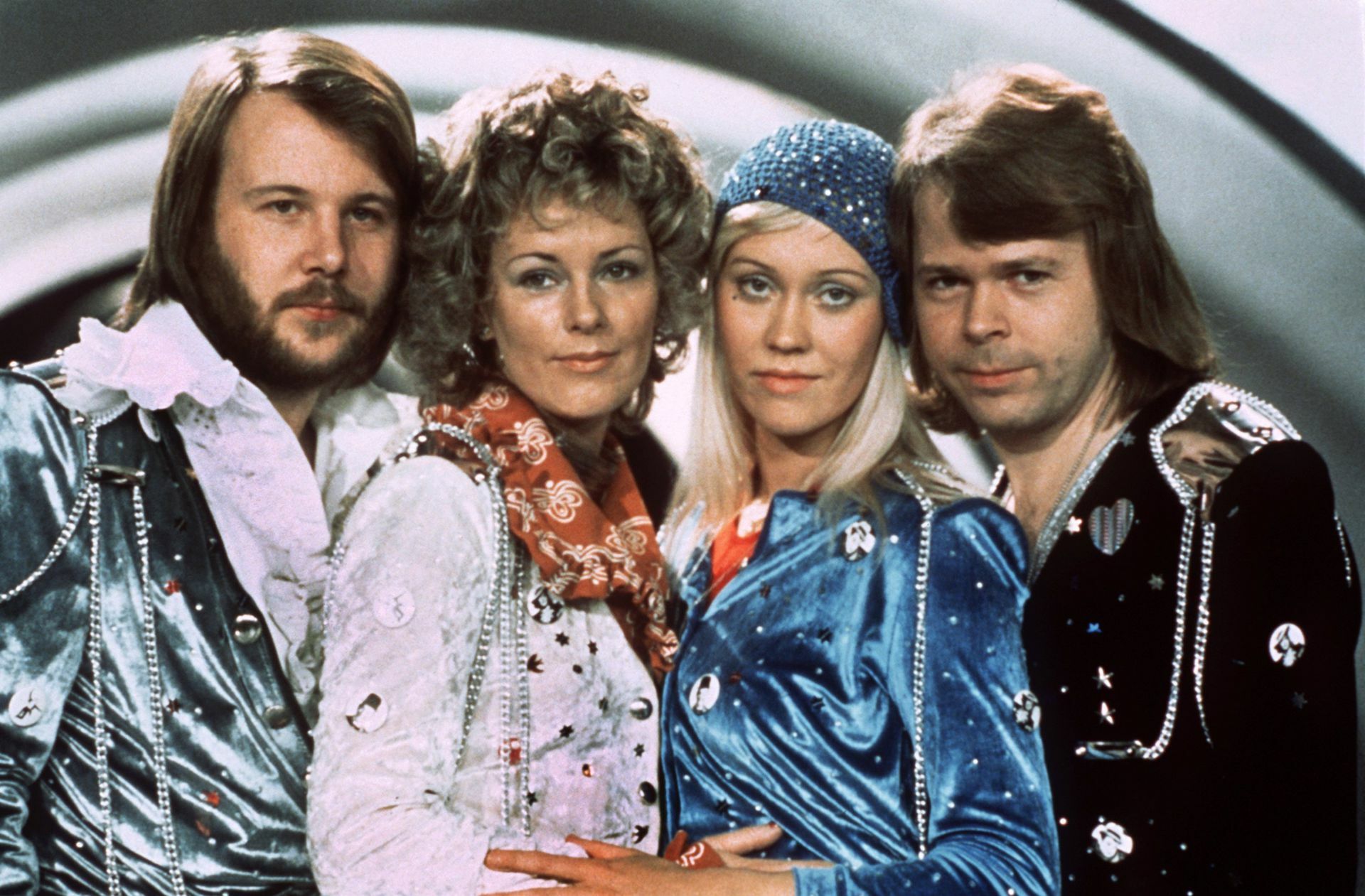 Die Band 1974 nach ihrem  kometenhafte Sieg beim Eurovision Song Contest mit dem Song „Waterloo“
