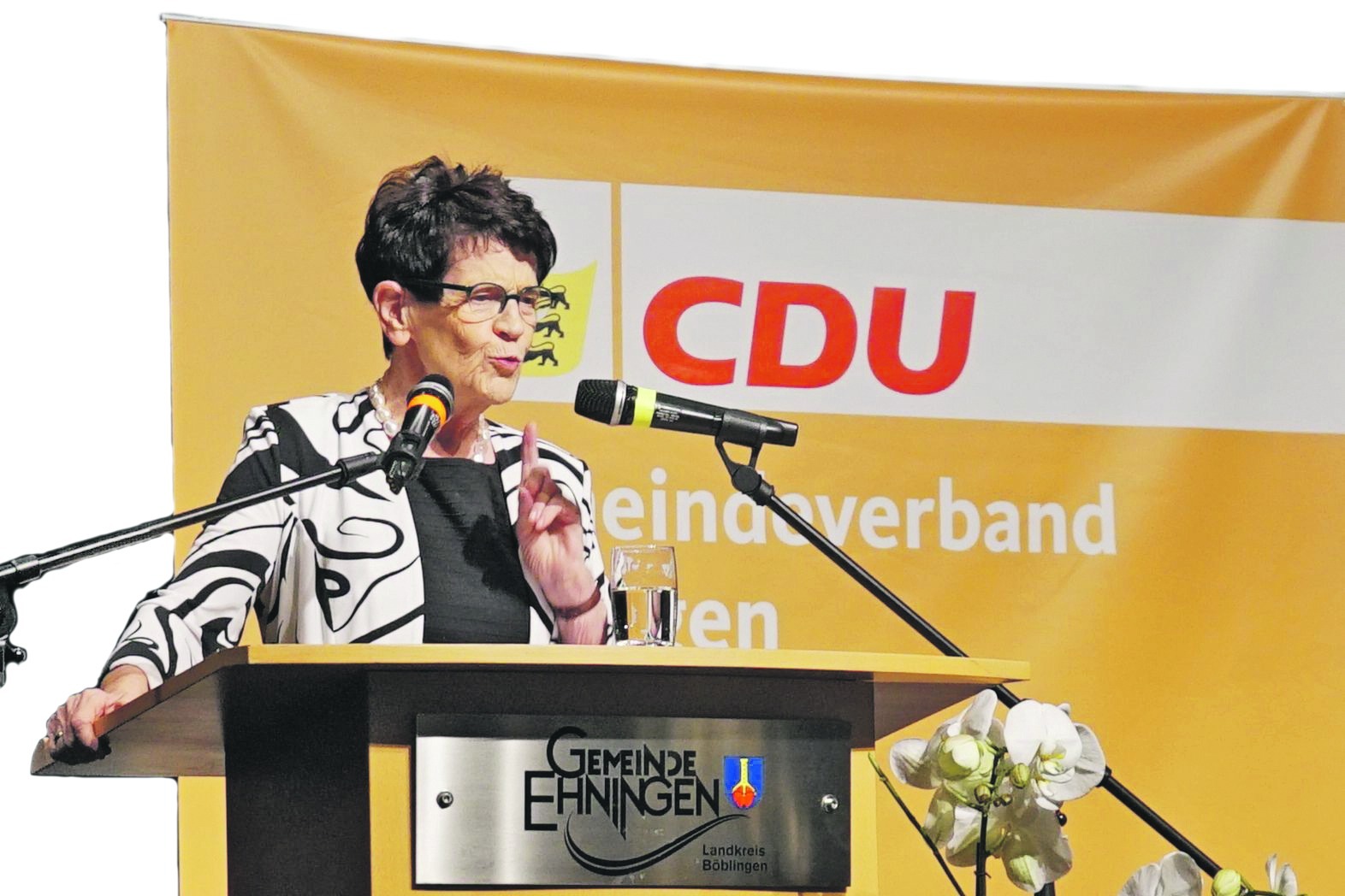 Ein Plädoyer für die Diplomatie hielt Rita Süssmuth beim CDU-Festakt in der Ehninger Festhalle. Bild: Heiden