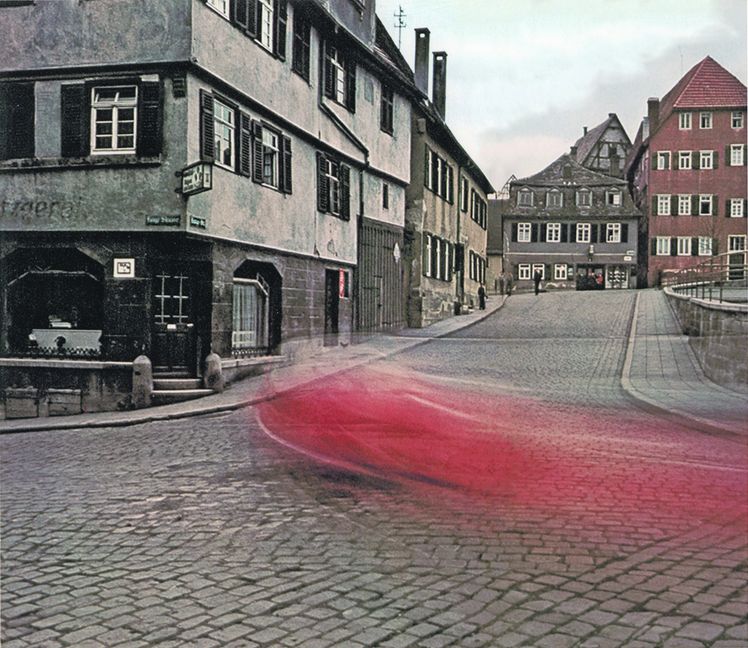 David Douglas Duncans berühmtes Foto „The Ghost of Sindelfingen“ aus dem Jahr 1955. Reproduktion: z