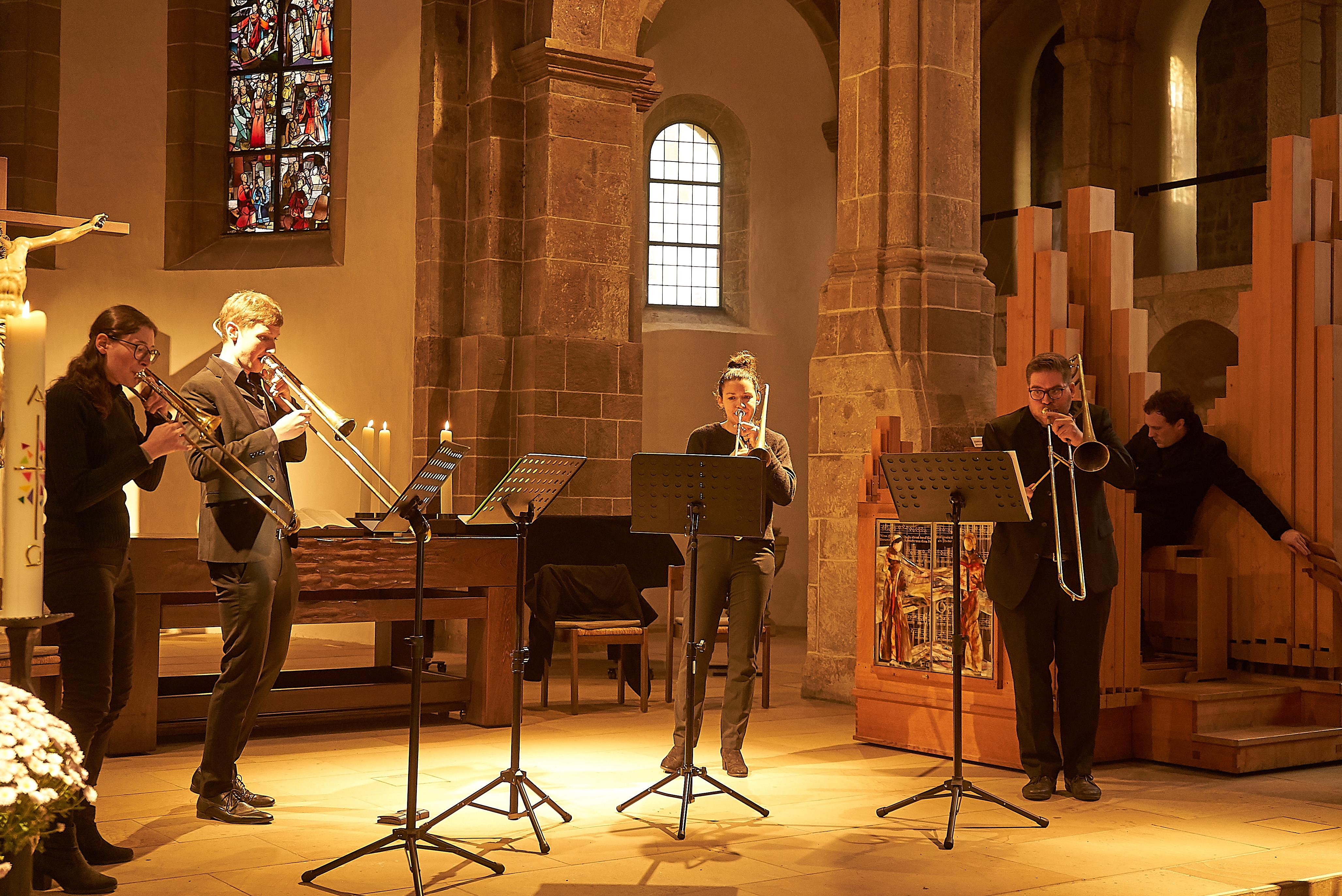 Barockposaunen und Orgel – das war die Kombination beim Abschlusskonzert der Orgelreihe. Bild: Heiden