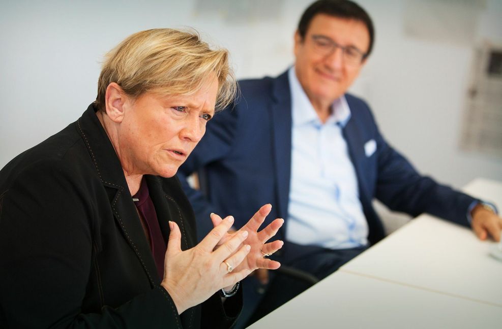 Kultusministerin Susanne Eisenmann und Fraktionschef Wolfgang Reinhart – beide CDU – beim Interview im Stuttgarter Pressehaus