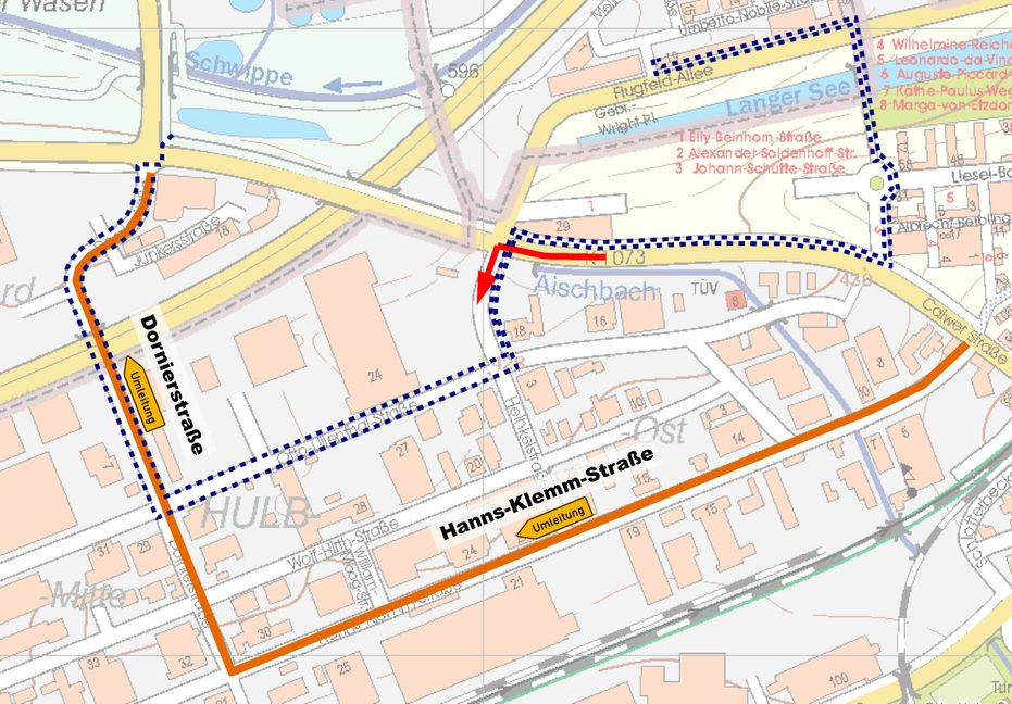 Auf diesem Plan zwei sieht man die Umleitungen. Grafik: Stadt Böblingen