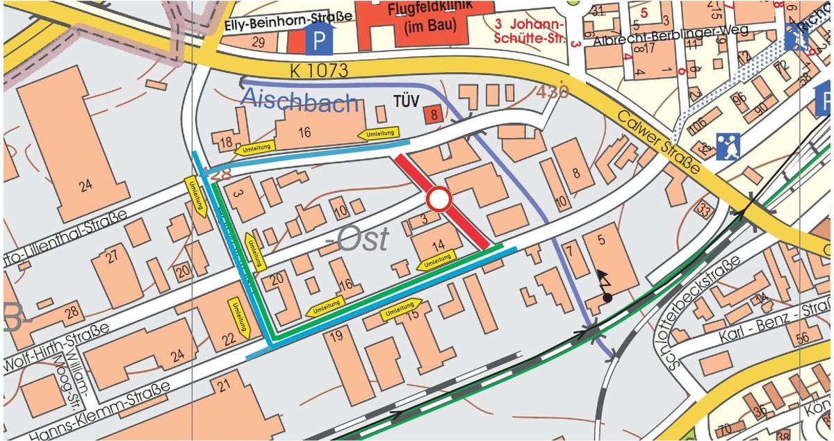 Böblingen: Closure of Wolf-Hirth-Straße from Monday