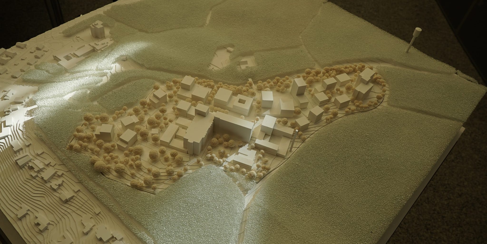 Der neue Sindelfinger Stadtteil im Modell. Ganz rechts der Wasserturm, im Zentrum der heutige Bettentrakt.