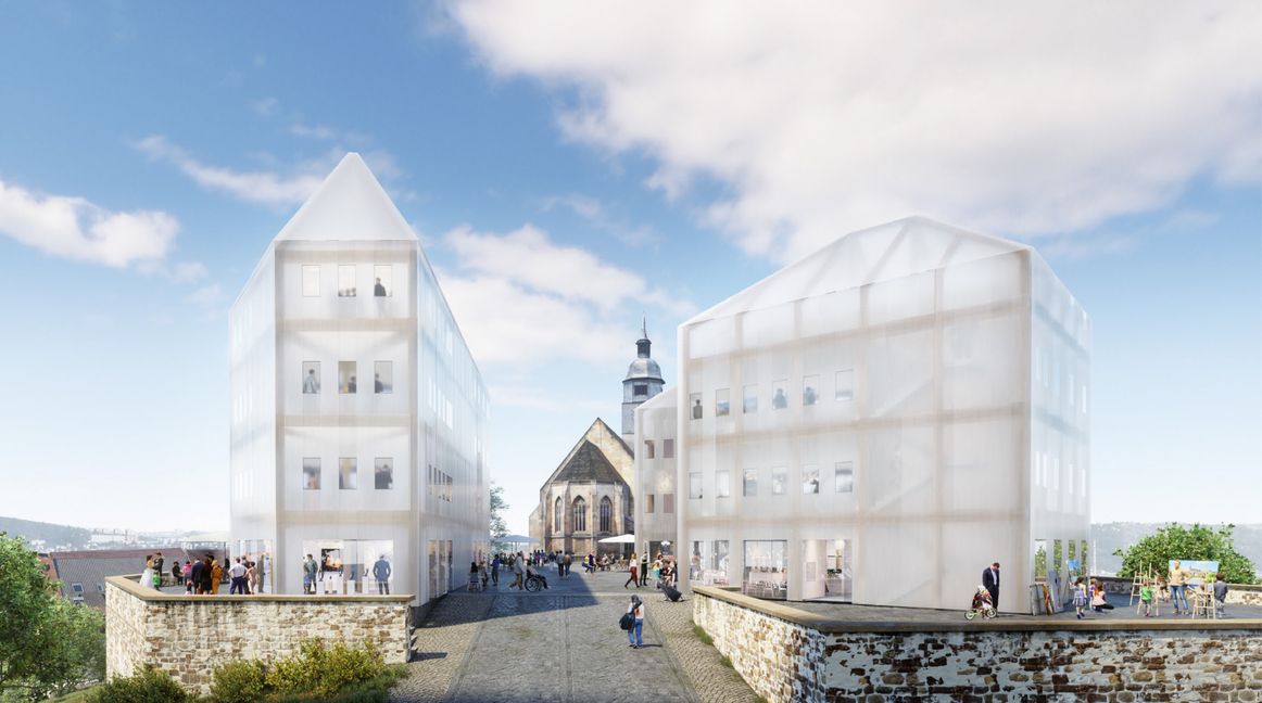 So könnte es nach den Vorstellungen des Stuttgarter Architekturbüros Barkow-Leibinger einmal auf dem Schlossberg aussehen. Bild: z