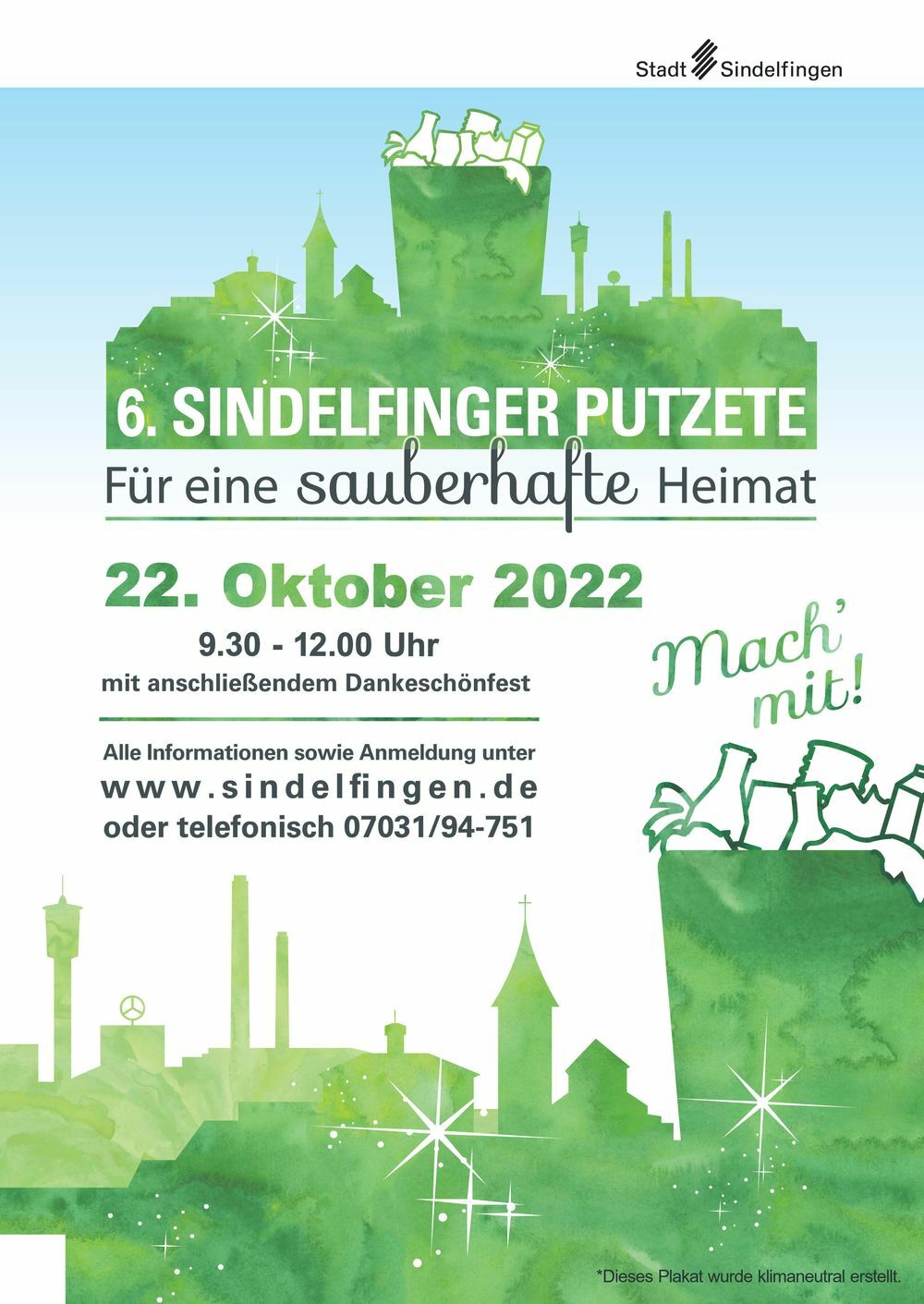 Mit diesem Plakat wirbt die Stadt zum Mitmachen an der Putzete. Bild: z