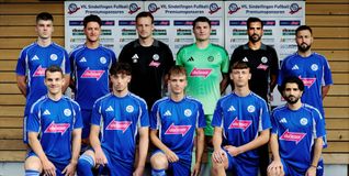 Finn Edelmann, Felix Dreher, Athletiktrainer Oliver Glotzmann, Alexander Bachmann, Co-Trainer Luis Rodrigues, Tahir Bahadir. (hintere Reihe von links), Timo Krauß, Robin Zell, Luis Walter, Niko Daniel Kotecki, Metehan Kizilagil (vorne von links). Bild: phototostampe