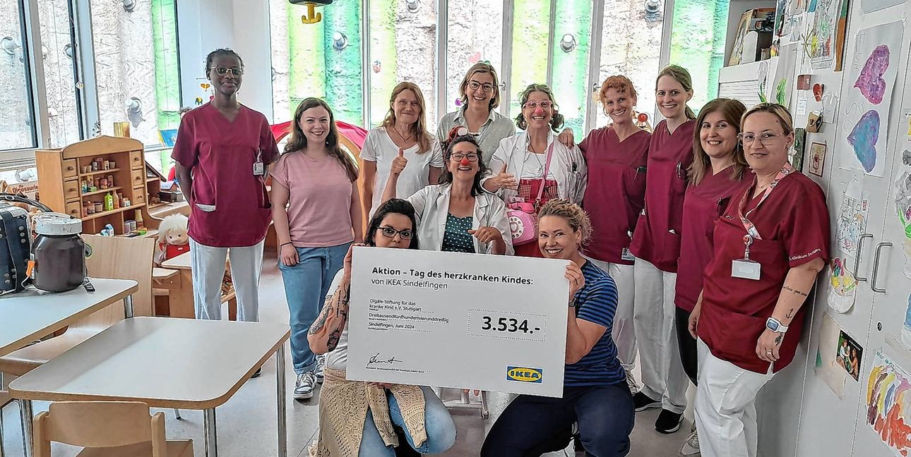 Ikea Sindelfingen spendet dieses Jahr an die Olgäle-Stiftung 3534 Euro.