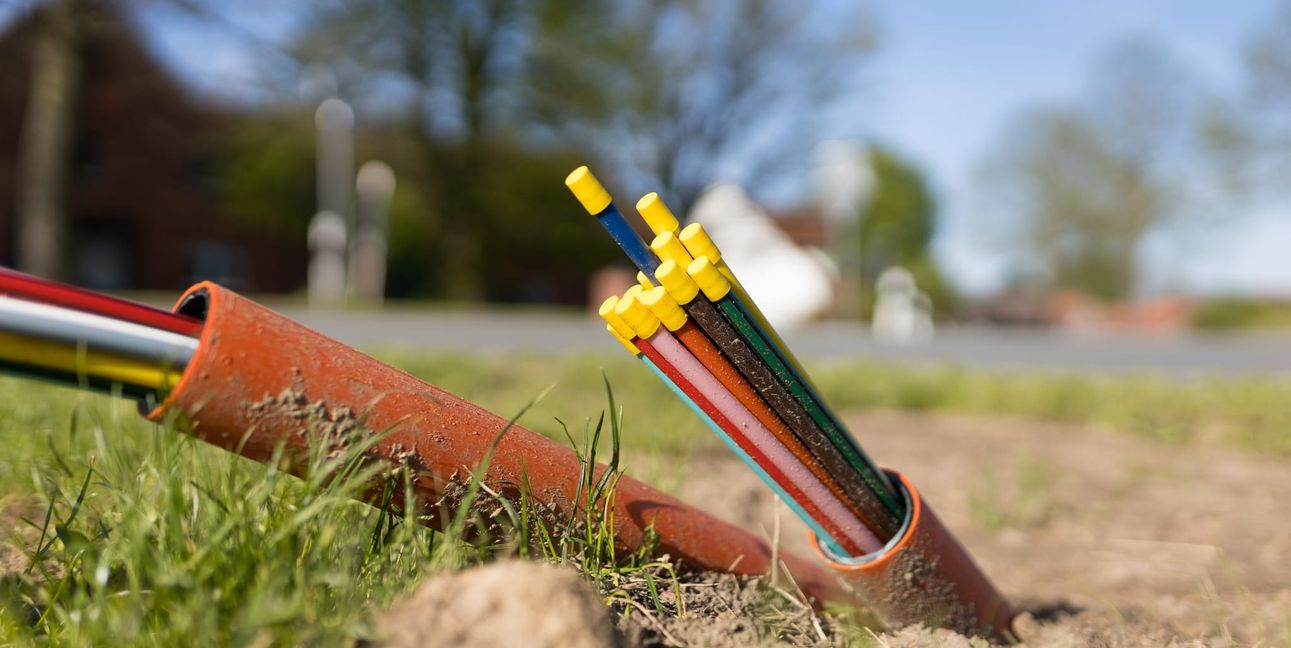 So sehen sie aus, wenn sie aus dem Boden ragen: Glasfaserkabel.