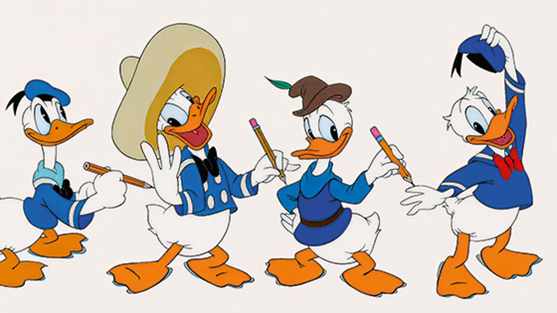 „Donald Through the Years”, gestaltet von Künstlern der  Walt  Disney Studios im Jahr 1994 (Ausschnitt)