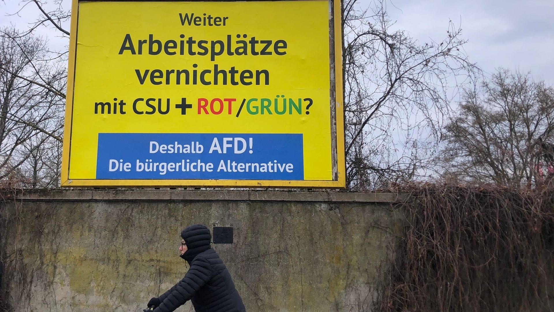 Auffälliges Gelb - mit einer mehr als zwei Millionen Euro teuren Plakatkampagne wirbt ein AfD-Anhänger aus Österreich in ganz Deutschland für die Wahl der Rechten.