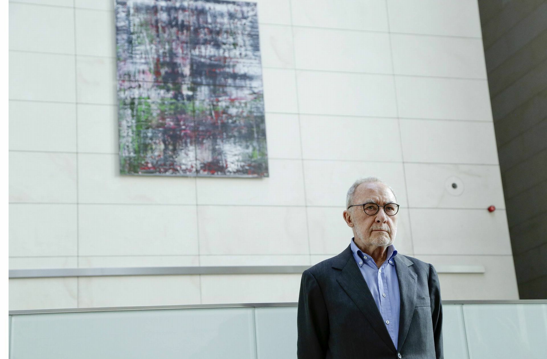 Der Künstler Gerhard Richter, anlässlich der Vorstellung und Übergabe seines Bilderzyklus „Birkenau“ an den Reichstag 2017