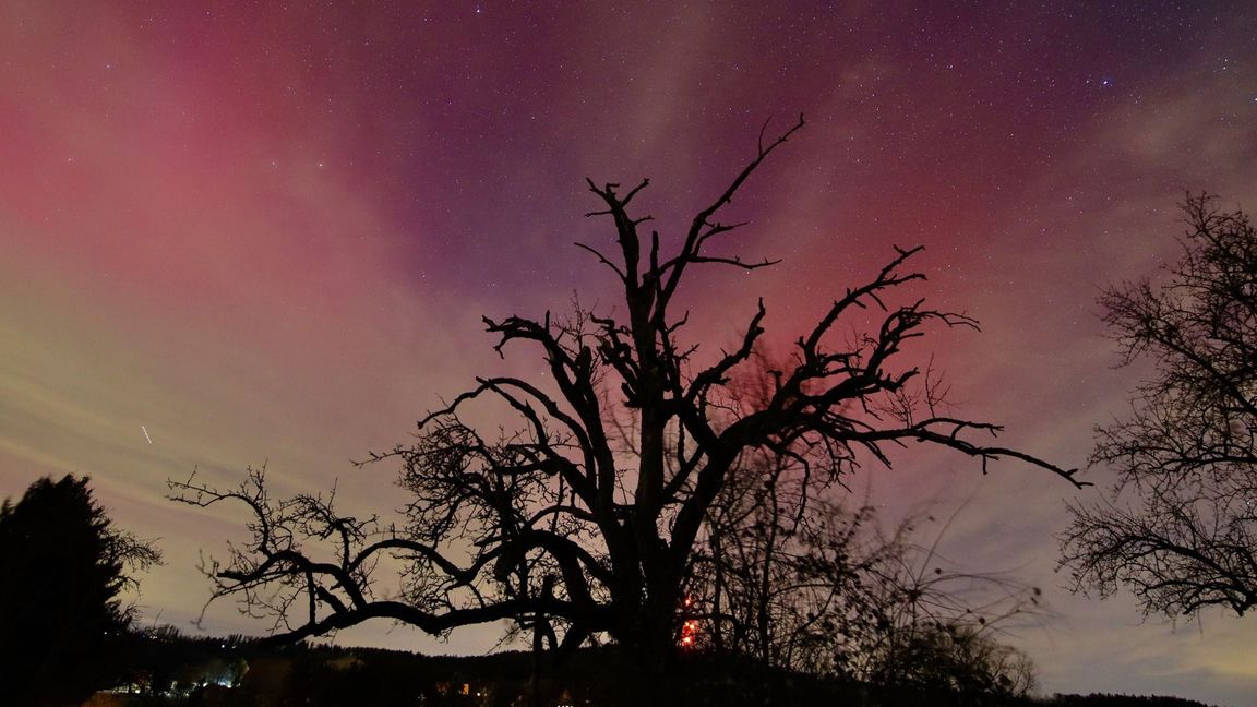 Polarlichter über dem Murrtal bei Großerlach.