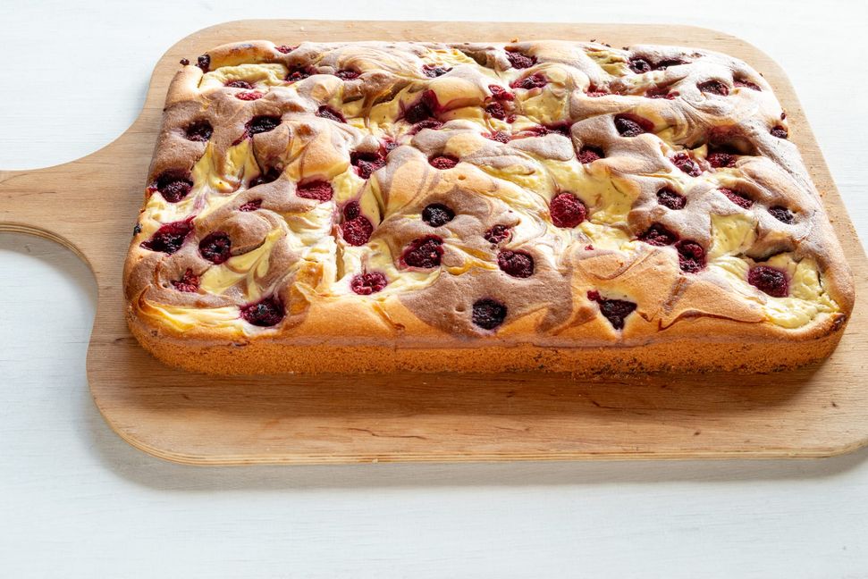 Kleckselkuchen mit Himbeeren