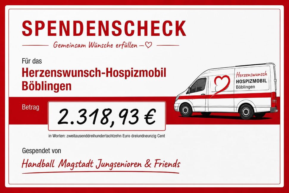 Spendenscheck für das Herzenswunsch-Hospizmobil Böblingen.
