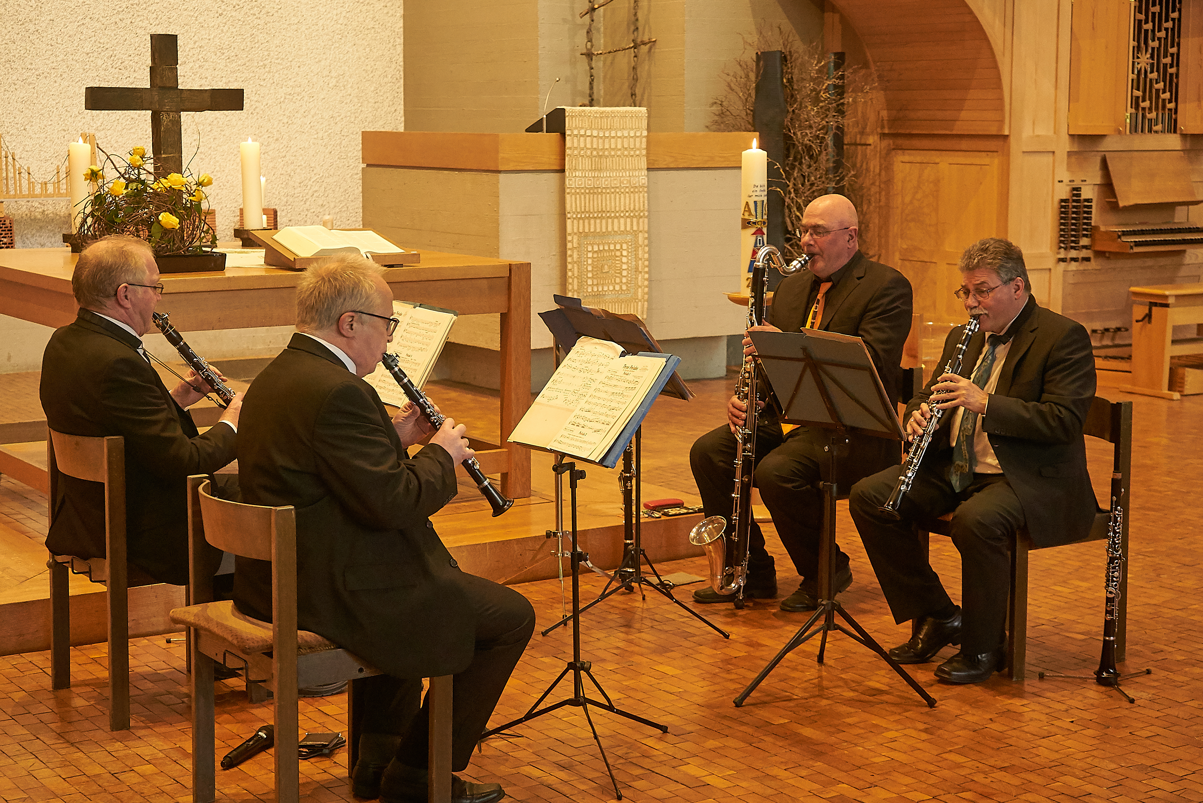 Das Arundo-Klarinettenquartett in der Versöhnungskirche auf dem Sindelfinger Goldberg.  Bild: Heiden