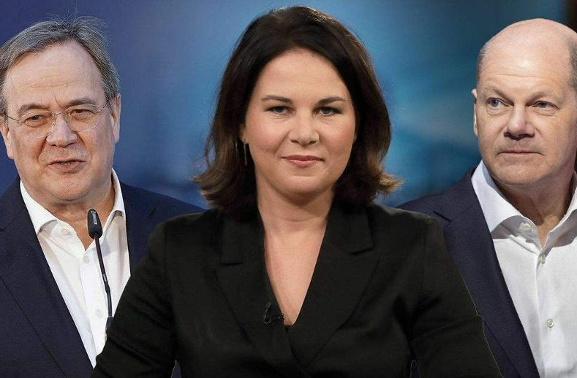 Kanzlerkonkurrenz  für die Bundestagswahl am 26. September: Armin Laschet (CDU), Annalena Baerbock (Bündnis 90/Die Grünen), Olaf Scholz (SPD) Foto: &nbsp;
