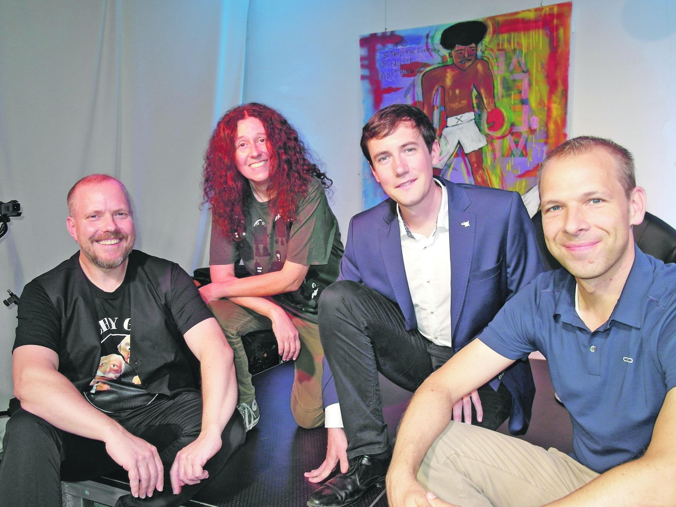 Steffen Volkmer mit seinen Gesprächspartnern Claudia Kern, Jan Georg Plavec und Helge Thun (von links). Bild: Staber