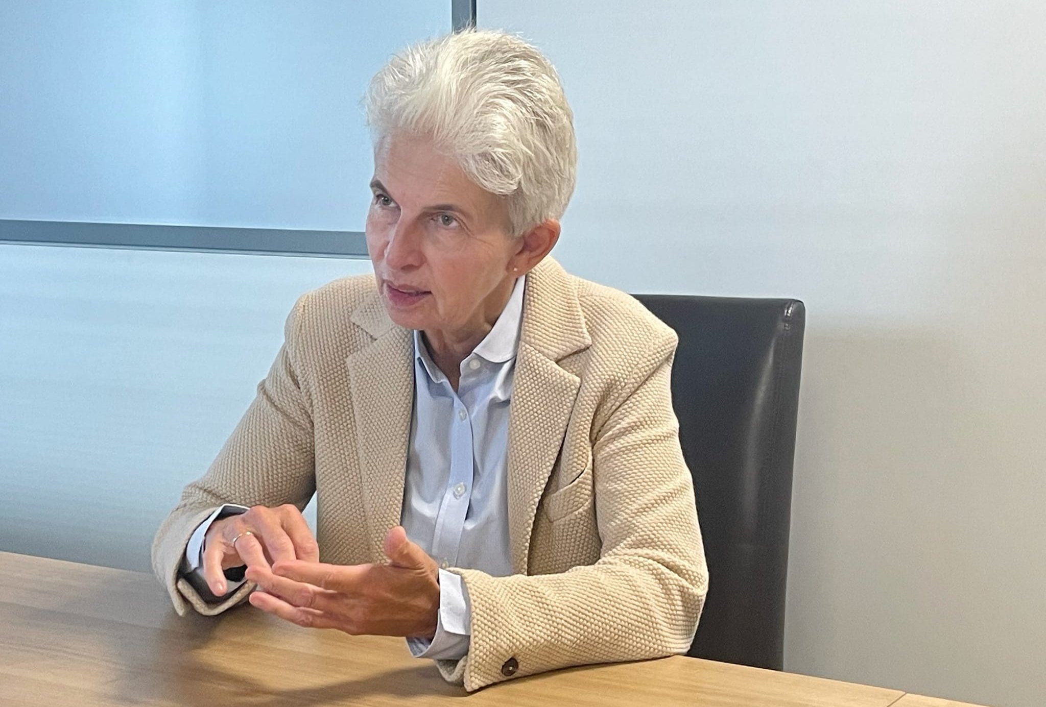 Marie-Agnes Strack-Zimmermann, Vorsitzende des EU-Ausschusses für Sicherheit und Verteidigung, bei der SZ/BZ in Sindelfingen.