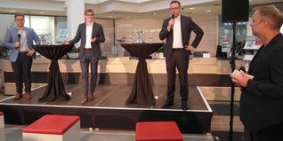 Max Reinhardt, Markus Kleemann und Lukas Rosengrün im Gespräch mit SZ/BZ-Chefreporter Jürgen Wegner (von links).