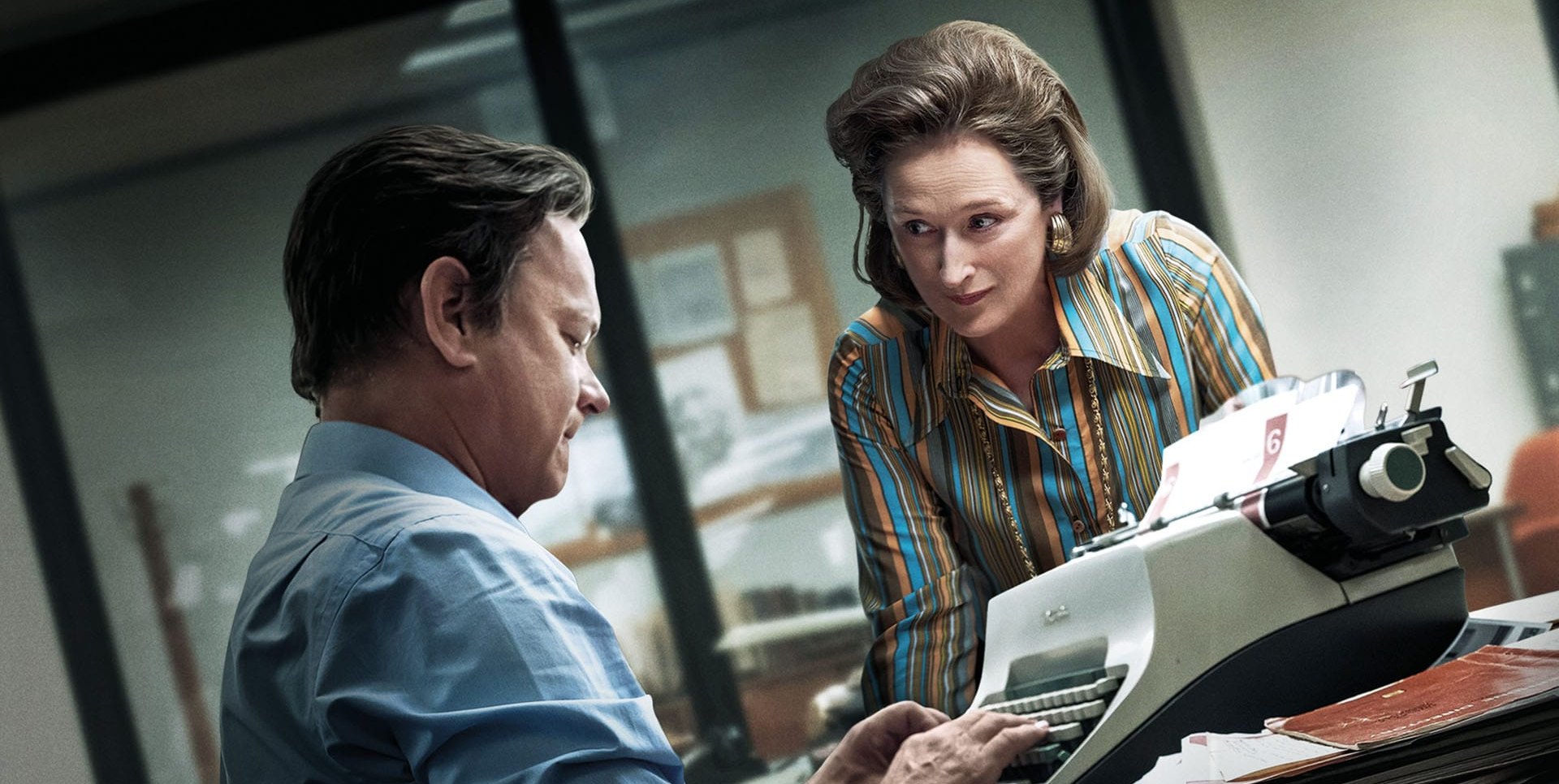 „Die Verlegerin“ Meryl Streep motiviert ihren Reporter Tom Hanks.