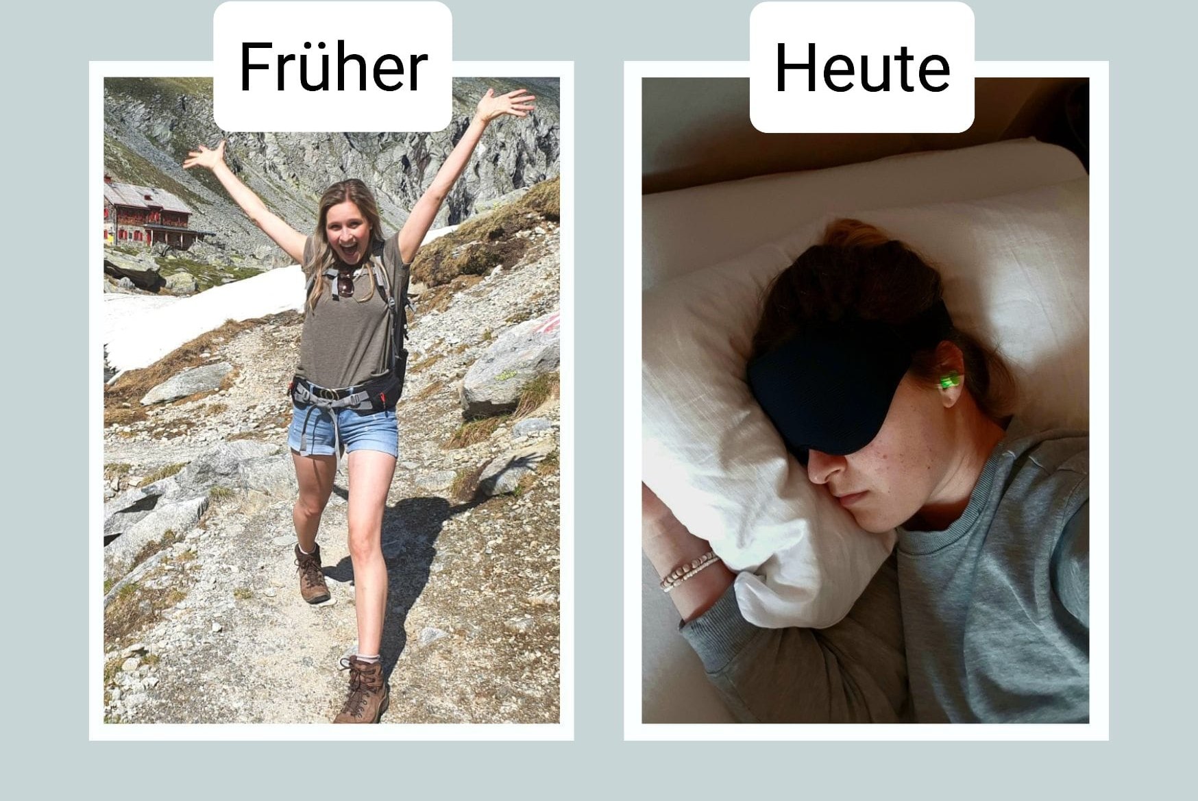 Claudia Morninweg vor ihrer Erkrankung und heute.